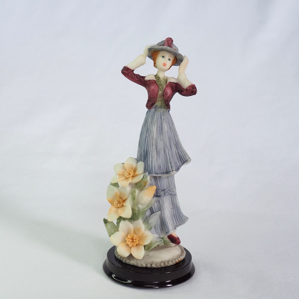 Vintage Lady in Hat with Magnolias Figurine